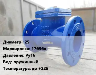 Клапан стальной 25 17б5бк Ру16 пружинный до +225